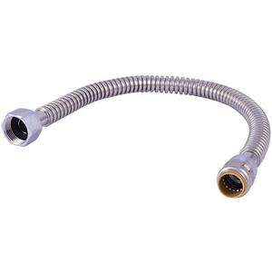 SharkBite Max 3/4 Inch x 1 Inch FIP x 24 Inch Stainless Steel Corrugated Flexible Water Softener Connector, Push to Connect Brass Plumbing Fitting, PEX Pipe, Copper, CPVC, PE-RT, HDPE, URSS3086FX24, (Pack Of 6)