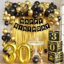 Gold 30th birthday decorations for him Men,3pcs birthday Decorations for Men boys black and gold Balloon Boxes Birthday Party Favors
