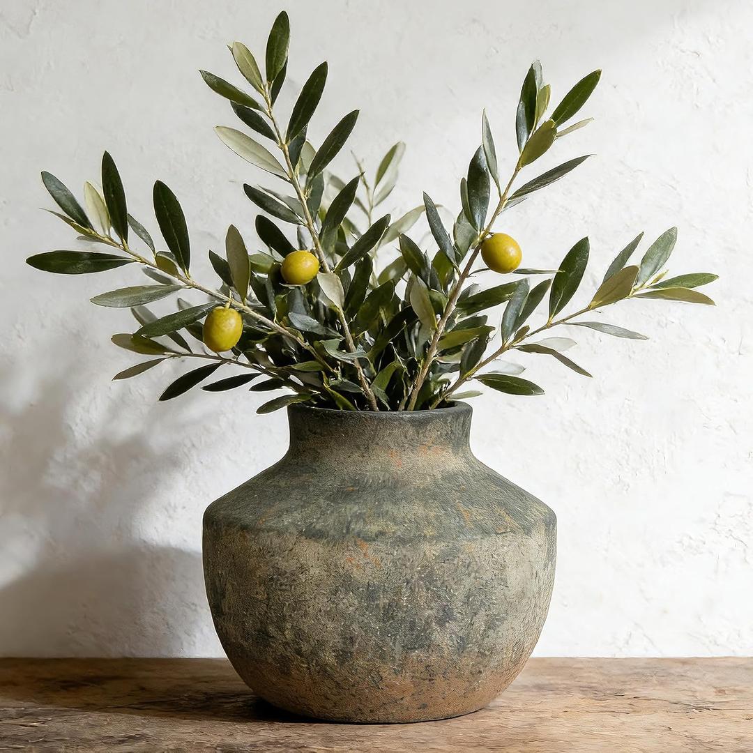Ceramic Flower Vase, 5.5 Inch Small Flower Rustic Vase, Decorative Vase Short Pottery Vase for Home Decor, Living Room, Entryway, Table, Shelf