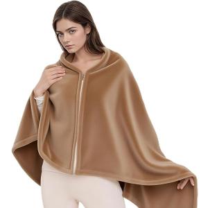 Pinbuton Wearable Blanket Poncho for Women & Men - 59"x31" Flannel Fleece Shawl Wrap, Soft Office Chair Blanket