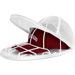 Hat Washer Cage, Baseball Cap Washing Cage Hat Cleaner for Washing Machine or Dishwasher, Durable Cleaning Protector with Frame Hat Rack and Laundry Bag, Suitable for Adult and Kids Ball caps, White (1 Pack)