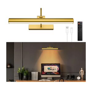 Cordless Picture Light for Wall, Battery Operated Art Light with 3CCT Dimmable, 5200mAh Battery Wall Sconce with Remote & Timer, 13in LED for Paintings, Gallery Artwrok, Picture Display - Golden