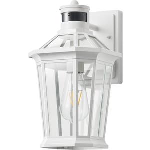 VIANIS Motion Sensor Outdoor Exterior Light Fixture, White Outdoor Porch Lights Wall Mount, Waterproof Dusk to Dawn Coach Lantern, Modern Outdoor Lights Fixtures for Garage, Front Door (1-Pack)