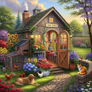 Springbok The Garden Shed 500 Piece Square Jigsaw Puzzle for Adults - Poster Now Included - Garden and Floral - Unique Cut Pieces - Made in USA