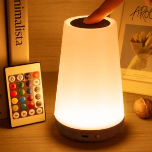 Auxmir Night Light, Dimmable Touch Lamp for Bedroom, 13 RGB Colors & 5 Brightness, Portable Rechargeable Bedside Table Lamp for Baby Nursery, Night Lights for Bedroom Living Room Bathroom Hallways (Dark Brown-2500mAh)