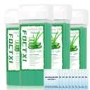 Roll on Wax Cartridge, 4 Hair Removal Aloe Vera Ｗax Cartridge with 10 Pack Cleaning Oil Wipes, Depilatory Wax Roller Refill for Women Sensitive Skin