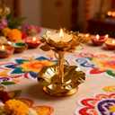 Lotus Candle Holder, Gold Tealight Votive Diya for Diwali Table Decor, Diwali Decorations for Home, Return Gift for Friends