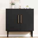 Modern Storage Cabinet, Free Standing Buffet Cabinet, Black Sideboard and Buffet Storage, Wood Accent Furniture for Living Room, Hallway, Entryway, Dining Room, Bedroom (1, Black)
