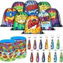 Lothee 32 Pcs Spider Party Favors Spiderweb Birthday Party Decor Drawstring Bag Goodies Bags with Rubber Bracelets Wristlet Keychain for Spiders Supplies Friends Gifts Carnival Accessories(Hero)