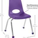 FDP 14" School Stack Chair,Stacking Student Seat with Chromed Steel Legs and Ball Glides For In-Home Learning or Classroom - Purple (6-Pack), 10363-PU