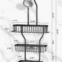 Shower Caddy Hanging - Never Rust Shower Hanging Organizer - Aluminum Over the ShowerHead Caddy with Soap Basket and 6 Hooks for Razor/Sponge (Black)