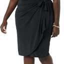 Amazon Essentials Women's Cap Sleeve Boat-Neck Faux Wrap Dress, Large