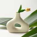 White Ceramic Vases in Nordic Style, Deco Vase for Pampas Grass as Boho Deco, Contemporary Flower Vase with Minimalistic Design for Fresh Flowers(Onecircle)