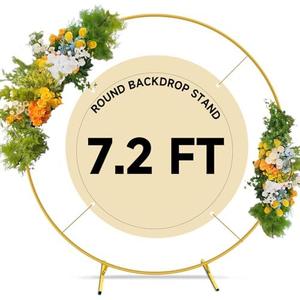 7.2ft Round Backdrop Stand Circle Gold Balloon Arch Metal Wedding Backdrop Ring Stand Frame for Party Birthday Baby Shower Flower Decorations Ceremony Anniversary Bridal