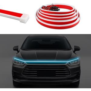 Car Hood Light Strip, Car Led Lights, 59/71/79 Inch Flexible Auto LED Strip Lighting with Dynamic Scan Start-up Effect, Waterproof Daytime Running Lamp Fit for Auto Truck SUV (Ice Blue, 1.8M)