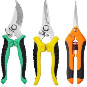 Garden Pruning Shears 3 Pack Gardening Shears Garden Scissors Stainless Steel Plant Flower Scissors Clippers Pruning Shears tijeras de jardinera (Multicolor)