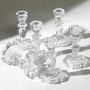 4.33" Tall Glass Candlestick Set of 6 Clear Crystal Candle Holders for Glass Taper Holder Decor for Wedding Birthday Party Christmas