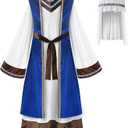 ReliBeauty Boys Saint Joseph Shepherd Costume for Kids with Vest and Headpiece (12/150, White)