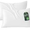 Bedsure Zipper Pillow Cases Queen, Cooling Pillow Cases Queen Size Set of 2, Rayon Derived from Bamboo Cooling Pillowcases for Hot Sleepers, Soft & Breathable Bed Pillow Covers, White, 20x30 Inches