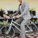 WEEN CHARM Men's Suits Slim Fit 2 Piece Two Button Blazer Wedding Prom Tuxedo Single Breasted Jacket Pants Set (XX-Large, Light Grey)