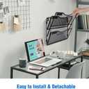BOHDK Wall File Organizer 3 Pockets, Mail Organizer, Hanging Folder Holder, Foldable | Hanging or Wall Mounted | Label Panel | 2 Hooks | Office Home School Organizer, Black