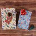 Aimyoo Blue Kraft Christmas Wrapping Paper Bundle, Kids Xmas Gift Wrap Paper Set, Stockings Santa Deers Candy Canes Snowman Designs,17 in x 16 ft per Roll