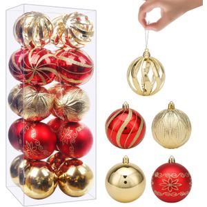 Christmas Ball Ornaments Set, 20pcs 3.15'' Red and Gold Christmas Shatterproof Ornaments Set for Xmas Tree Traditional Christmas Tree Decoration Hanging Baubles for Home Decor