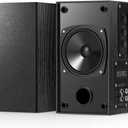 30W X 2 Powered Bookshelf Speakers - 3.5-RCA Input for Turntable, TV, PC, Record Player Speakers With 4 Inch Woofer & Wall Mounted (Black)