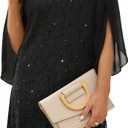 COOAN Wedding Guest Cocktail & Formal Dresses for Women - Lace Sequin Dress (Black, M)