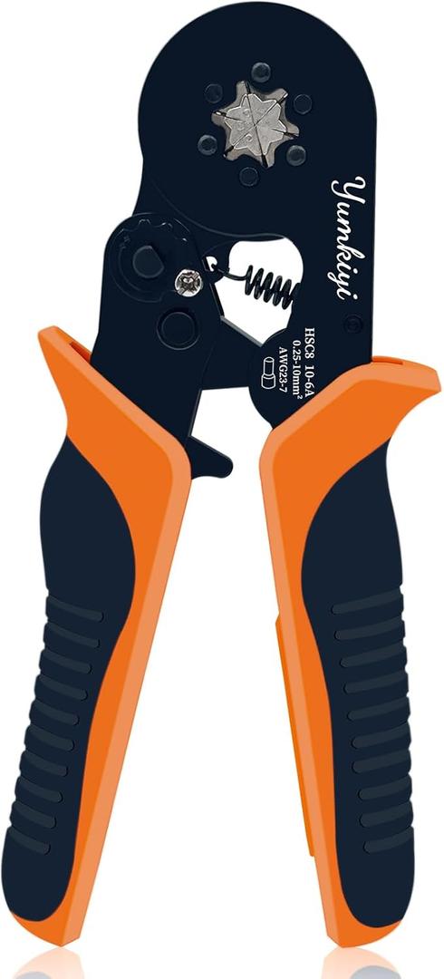 Ferrule Crimping Tool for Crimping AWG (23-7) Wire Terminals, Hexagonal Wire Crimper Self-Adjustable Ratchet Ferrule Terminals Crimp Tool for Wire Terminals Cables End-sleeves