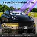 Tesla Model Y/3 Windshield Sun Shade, Cool Gray | Custom Fit 2017-2026 Model Y and Model 3, Foldable Front Window Sunshade, Heat & UV Blocker, Cute Eyes Series