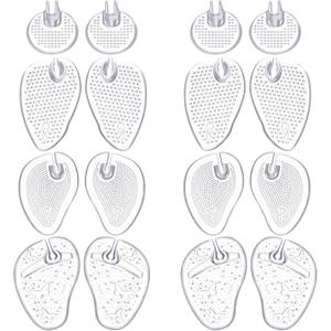 Zhanmai 8 Pairs Thong Cushions for Sandals Gel Metatarsal Pads for Flip Flops Cushion Inserts Forefoot Pad No Slip Silicone Shoe Inserts Pad Self Adhesive Ball of Foot Grip Pads One Size Fits Any
