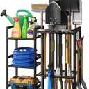 keomaisyto Garden Tool Organizer for Garage Organization, 3 Tier Yard Tool Storage Rack with 35 Long-Handled Tool Slots, Heavy Duty Garden Tool Holder with Large Hooks for Shed, Yard, Garage