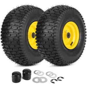 GICOOL 15x6.00-6 Lawn Mower Front Tire Wheel, for Riding Mower Tractor, 2PK, 15x6.00-6 Tire with Rim