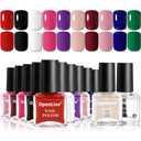 OpenLive 12 PCS Nail Polish Set With 10 Colour Combo, 2 PCS Base and Top Coat, Fast Dry Long Lasting Nail Polish for Holiday Gift Giving
