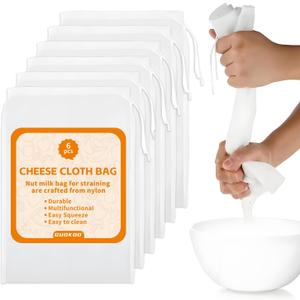 6PCS Cheese Cloth Bag for Straining, 200-Mesh 12 x 8 Inches Nylon Nut Milk Bag, Reusable Food Grade Juicing Bags for Straining Fruit Juice, Yogurt, Nut Milk, Coffee & Cheese - Kitchen Goodies, Medium