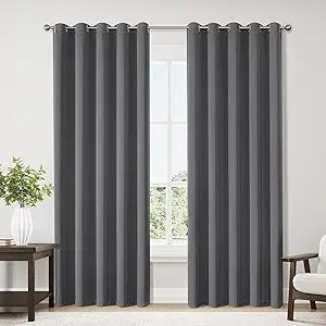 ChrisDowa Blackout Curtains 70 inches Wide for Bedroom - 2 Panels Set Extra Wide Grommet Thermal Insulated Room Darkening Curtains for Living Room (Grey, 70 x 84 Inch)
