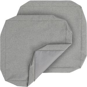 FUNHOME Outdoor Cushion Covers 24 x 24 x 4 inch,Set of 2,Non-Slip Grips Bottom,Replacement Cushion Covers for Garden Patio Furniture Couch Chair,Fade-Resistant Slipcover Only,No Insert(Light Gray)
