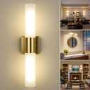 Kalium Bathroom Wall Sconce Fixture, 21 Inch Modern Vanity Lights with Frosted Glass Shade, Indoor Sconces Lighting Wall Decor Lamps for Bathrooms Living Room Stairs Bedroom (Gold)