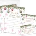 Snowflake Baby Shower Invitations with Envelopes, Diaper Raffle Tickets, Book Request Cards for Gender Reveal, It's Cold Outside Christmas Shower Insert for Invitations, Baby Announcement-14
