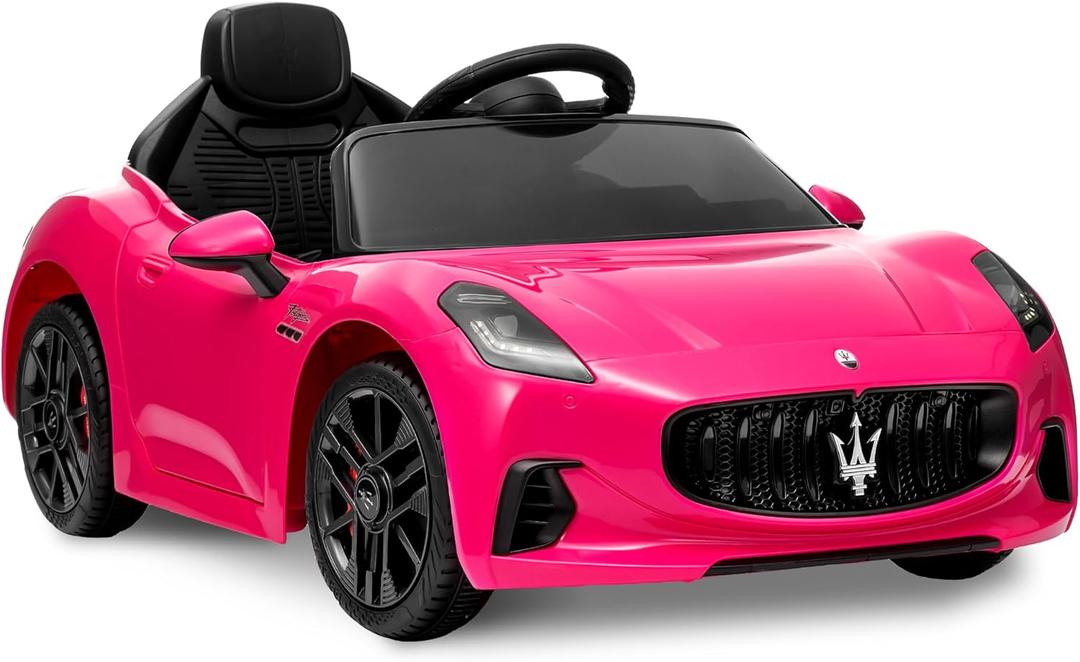 Garvee Ride On Car Licensed Maserati GranCabrio, 12V Powered Motorized Car for Children with Remote Control, Kids Ride On Toy Car with Spring Suspension, Bright Lights, 4 Wheel Electric Vehicle, Pink