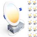 Ensenior 12 Pack 6 Inch LED Recessed Ceiling Light, Dimmable, 2700K-5000K 5CCT, 1200LM 12W 120V, High Brightness Canless Wafer Downlight - ETL&FCC&IC