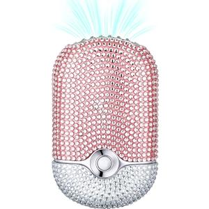 Rhinestone Eyelash Fan Mini Portable Lash Fan Handheld Diamond Eyelash Crystal Bling Personal for Extension Air Cooling Blower with Built in Sponge Lash Extension Application