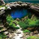 AWERT 72x24 inches Arch Stone Aquarium Background River Bed & Lake Aquarium Vinyl Background Aquatic Plant Fish Tank Background