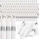 Supernal 120pack Silver Plastic Silverware,Rolled Plastic Silverware,Pre Rolled Napkins with Cutlery Set,Wrapped Disposable Cutlery Set with Napkin Perfect for Mother's Day, Birthday, Wedding,Catering