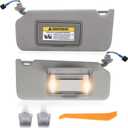 Sun Visor Pair for 2008-2017 Honda Accord - Driver & Passenger Side Replacement (Gray Color) - with Vanity Light (Illuminated) - Replaces# 83280-TA0-A91ZB - Includes Clips & Instructions