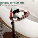 Yumkfoi Bamboo Bathtub Tray Table with Adjustable Height, Freestanding Bath Caddy Side Table for Tub Against Wall, Tub Shelf with Wine Glass Phone Holder, Functional Tray - Patent Protected (Brown)