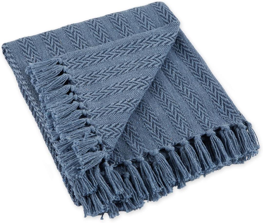 DII Industrial Tonal Textured Woven Throw 50x60, French Blue