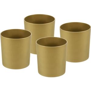 PATIKIL 6 Inch Plastic Plant Pot, 4 Pack Round Flower Planter Container for Indoor Outdoor, Gold