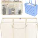 OUTXE Beach Bag Organizer Compatible with Baby Bogg Bag Accessories Inserts, Lightweight Mesh Insert Divider Pouch for Small Bogg Bags, Beach Tote Bags Insert for Organizing (Medium, #5-Light Yellow)